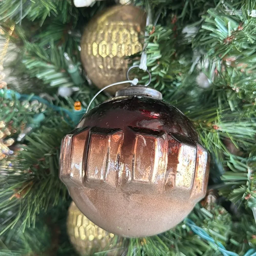 Christmas Ornaments From Dillard's Trimmings 6 Brown & Cream Ombre Rounded Glass